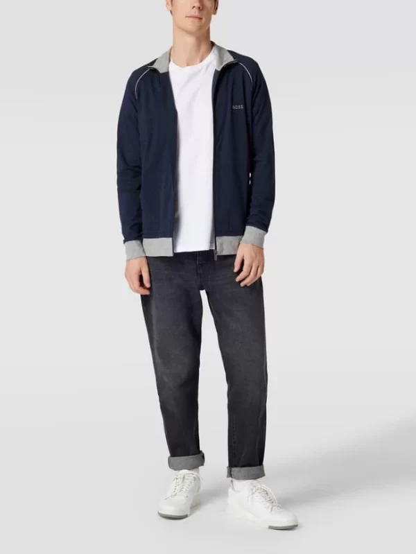 BOSS Sweatjacke Mit Label-Stitching – Dunkelblau 1