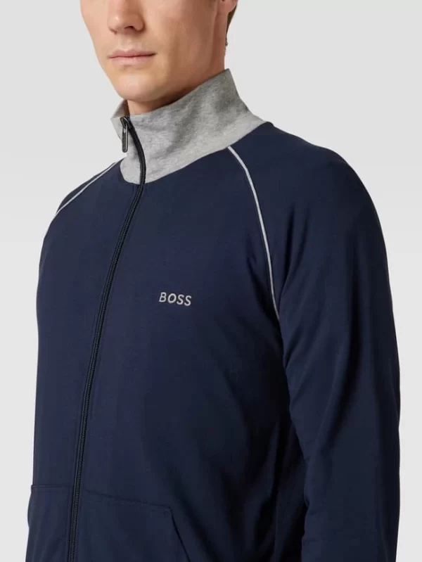 BOSS Sweatjacke Mit Label-Stitching – Dunkelblau 4
