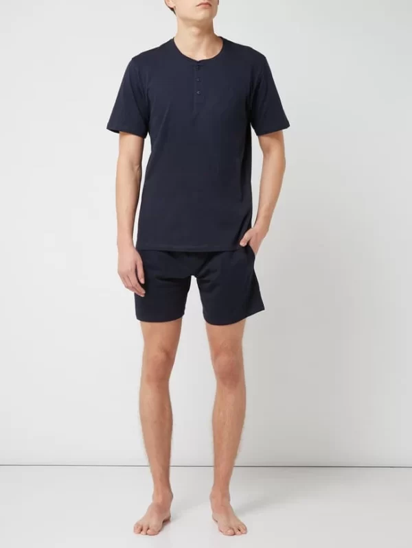 Schiesser Sweatshorts Mit Karomuster Modell ‚Boxer‘ – Marineblau 1