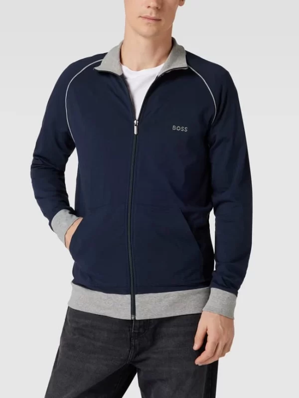 BOSS Sweatjacke Mit Label-Stitching – Dunkelblau 5