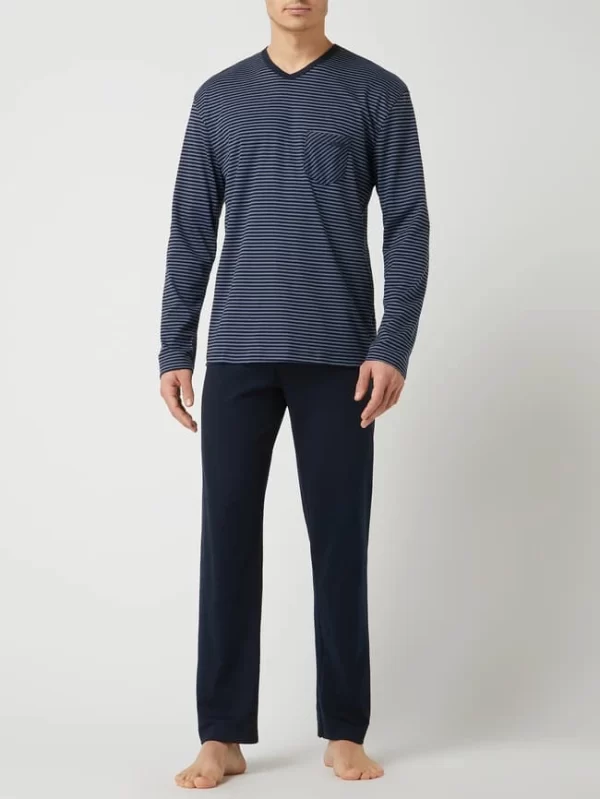 Calida Pyjama Aus Baumwolle Modell ‚Relax Streamline‘ – Dunkelblau 1